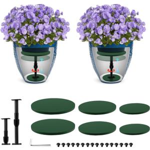 Axcoix 2 Pack Adjustable Height Plant Risers for Inside Pots, 7.5-12" Planter Inserts for Large Pots, Pot Fillers for Tall Square Round Taper Planters (6" 8" 10" Base or Top)