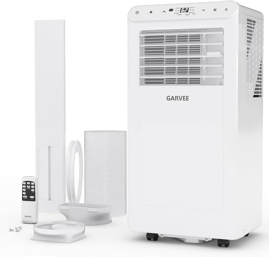 Garvee 8000 BTU Portable Air Conditioners,Up to 350 Sq.Ft. Remote Control 48dB Portable AC Unit, Dehumidifier, Fan, Sleep, 24H Timer&Installation Kit, DOE Certified, Ceer 6.2,White+White Panel