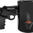 Gun Coffee Mug for Men, Unique Ceramic Wake and Bake Coffee Mug Featuring a Built in Smoke Pipe, Perfect Cup for Who Want Something Functional, Funny and Unforgettable