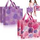 PerKoop 4 Pcs Extra Large Gift Bags 20 x 16 Inch Jumbo Mother's Day Purple Flower Bag Reusable Non Woven Gift Bags for Mother's Day Women's Birthday Bridal Showers Wedding