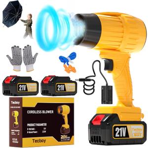 Hand Held Leaf Blower Cordless with Batterys and Charger 990,000 RPM Small Portable Mini Turbo Jet Blower for Makita 18V Battery Electric Powered Lawn Car Yard Snow Patio Dust Tool(2 Battery)