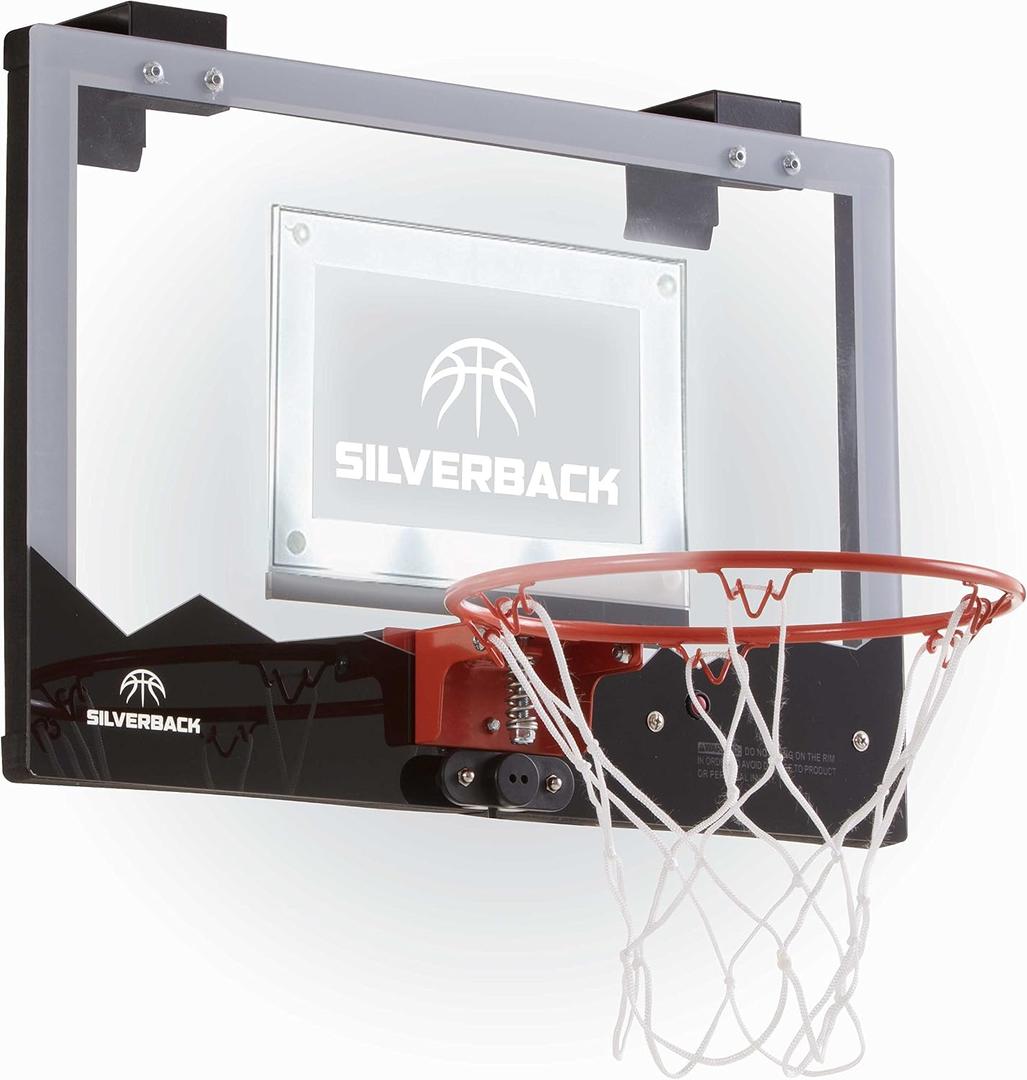 Silverback 23" LED Light-Up Over the Door Mini Basketball Hoop Includes Mini Basketball and Air Pump , Black