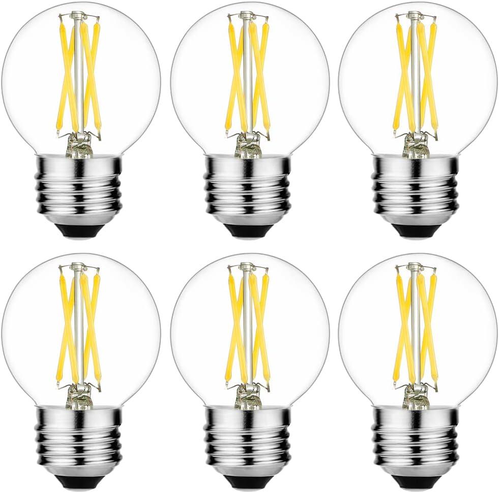 LiteHistory E26 LED Bulb 4W Equal E26 Edison Bulb 40 Watt Neutral White 4000K E26 Bulb Dimmable AC120V 400lm G16.5 Light Bulb led for Rustic Sputnik,Chandeliers,Vanity,Wall sconces Pack of 6
