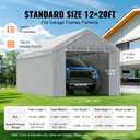 VEVOR Carport Replacement Canopy Cover Top + Side Wall 12 x 20 ft, Garage Tent Shelter Tarp Heavy-Duty Waterproof & UV Protected, Easy Installation with Ball Bungees,Grey (Frame Not Included)