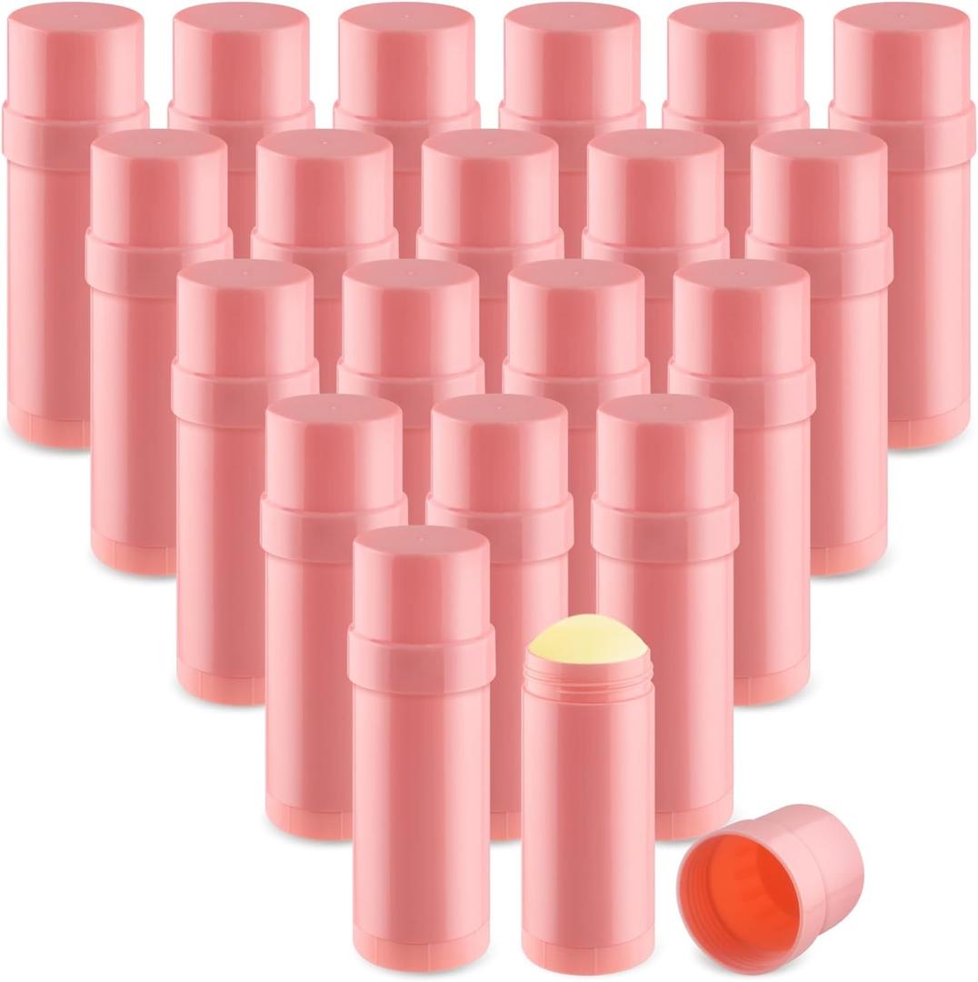 20 Pcs 60ml/2oz Deodorant Containers Plastic Refillable Deodorant Holder Twist Up Top Filling Stick Tube for DIY Body Lotion Sunscreen Balm - Pink