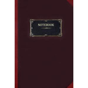 Antique Design Notebook - Dark Purple and Red - College Ruled 6"x9" Journal for School, Work or Personal Notes Golden Label: Vintage looking notebook for writing, compositions or other ideas