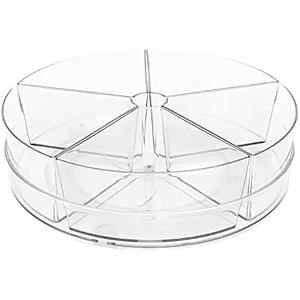 Roninkier Clear Lazy-Susan Organizer with 5-Removable-Bins - 11 Inch Round Plastic Rotating Storage Container for Cabinet, Pantry, Kitchen, Fridge, Vanity