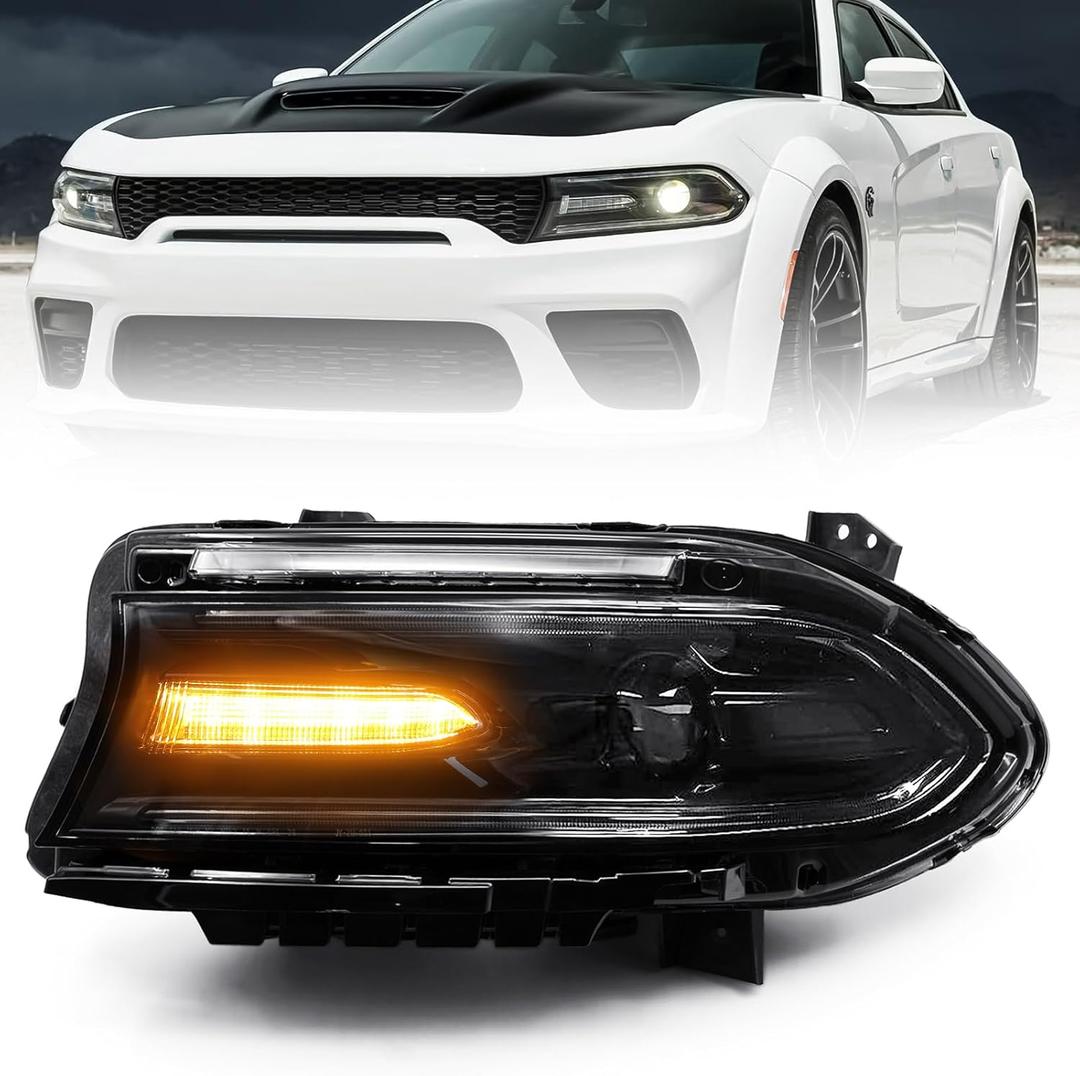 HID Headlight Assembly Compatible with Dodge Charger 2015 2016 2017 2018 2019 2020 2021 (Xenon/HID Model) Headlamp Replacement Left Driver Side (Not For Halogen Model)