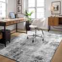 Area Rug 4x6 Grey Rug Washable Boho Rugs Non Slip Low Pile Abstract Small Carpet for Entryway, Bedroom, Kitchen, Classroom, Kids Room, Office, Dorm, Dining Room Gray