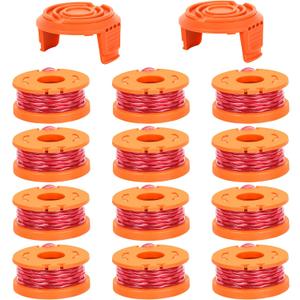 Trimmer Spool Line for Worx 14 Pack WA0010 Edger Spools Replacement for Worx Weed Eater String Suitable for Worx String Trimmers(12 Grass Trimmer Line, 2 Trimmer Cap)