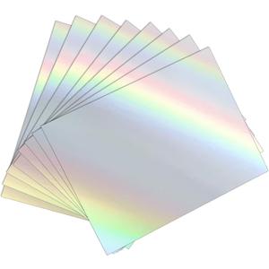 25 Sheets Holographic Sticker Paper 8.5x11 inch for Inkjet & Laser Printer, Printable Vinyl Holographic Sticker Paper Waterproof Self-Adhesive (Silver)