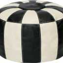 Thgonwid Unstuffed Moroccan Ottoman Pouf Cover, Ottoman Footstool Storage Solution, Bean Bag Chair, Foot Rest, Multi-Black&White
