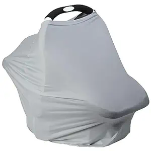 Breathable Car Seat Cover for Babies – Multi-Purpose Soft Rayon Nursing Cover for Breastfeeding, High Stretchy Infant Carseat Canopy, Stroller Cover (Smooth Rayon, Light Grey)