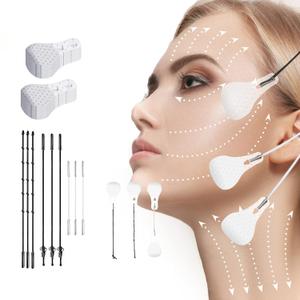 40 Pcs Face Tape Lifting Invisible with String for Wrinkles, Jowls, Neck, Eye, Waterproof High Elasticity V Shape Lift Tape Stickers, Instant Makeup Bands