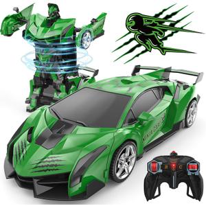 BLUEJAY Transform Rc Cars for Boys 4-7 8-12, 2.4Ghz Remote Control Car 1:18 Scale Transforming Robot, One-Button Deformation 360 Rotation Car Toy Gifts for Boys 3-5