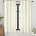 MIULEE Ivory Thermal Insulated Curtains 63 Inch Long 2 Panels Set for Summer Heat Blocking Non See Through Privacy Thick Semi Sheer Light Filtering Back Tab Window Drapes for Bedroom Living Room