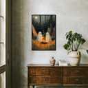 Cute Ghost Canvas Wall Art Halloween Decor Camping Ghosts Vintage Poster Print Rustic Macabre Dark Artwork Prints for Living Room Bedroom8x12inch black framed (style-4)