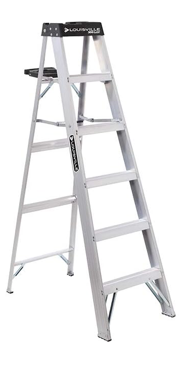 Louisville 8' 300lb Aluminum Stepladder & LITE 6' 250lb Aluminum Step Ladder with Tool Tray