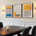 Framed Colorful Abstract Wall Art for Living Room, 3 Piece Mid Century Modern Canvas Paintings Prints Artwork for Walls, Large Modern Triptych Pictures Wall Decor for Bedroom Home Office, 16x24 Inch, 16" W x 24" H x 3Pcs