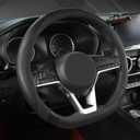 West Llama Flat Bottom Car Steering Wheel Cover for Nissan,D Shaped Steering Wheel Cover for Rogue,Altima,Kicks (Black-Standard Size)
