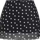WDIRARA Women's Polka Dots Mini Skirt Vintage Mesh A Line Skirts with Shorts, Petite XS