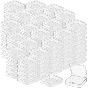 120 Pcs 3 x 3 x 1 Inch Plastic Bead Storage Container with Hinged Lids, Clear Small Items Organizer Box for Jewelry, DIY Craft, Hardware, Game Pieces