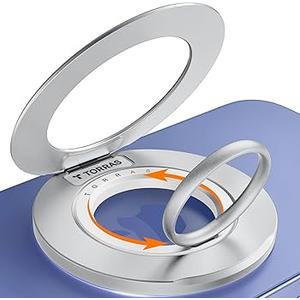 TORRAS 2025 Upgrade (Gen 6.0) Magnetic Phone Grip Holder Kickstand with Braided Strap, Fit for MagSafe Ring Removable, for iPhone 17 16,15, 14, 13 12 Pro/Max Samsung, Google (Silver), Ostand Ring