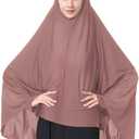 Ababalaya Women's Elegant Modest Muslim Islamic Ramadan Soft Lightweight Jersey Hijab Long Scarf (Large, Darkpink)