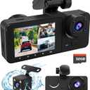 Dash Camera for Cars, 4K Car Camera, Dash Cam Front and Rear, Triple Car Camera, Built-in 32GB Card, G-Sensor, Motion Detection, Night Vision, WDR, Loop Recording