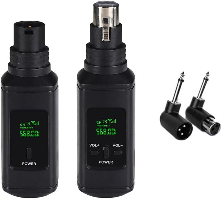XLR 2.4GHz Wireless Microphone System, Wireless Transmitter Receiver for Dynamic/Condenser Mics, Adapter for Studio Recording, Live Streaming, Podcasting, YouTube Videos