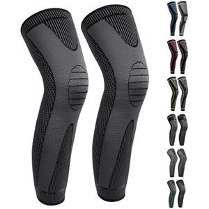 Full Leg Sleeves Long Compression Leg Sleeve Knee Sleeves Protect Leg, for Man Women Basketball, Arthritis Cycling Sport (4X-Large (1 Pair), 01_Black)