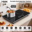 VBGK Induction Cooktop,110V 4000W Countertop burners with Knob Control,9 Power Levels, Kids Lock & Timer,LED touch control,Overheat Protection Electric stove,2 burner induction cooktop