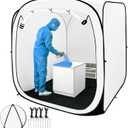 Pop Up Paint Booth 6x6x6Ft Heavier Portable Spray Tent with Black Floor, Mesh Door and Mesh Window for Furniture, Auto Parts and Other Items Painting Works (70x70x70 Inch)