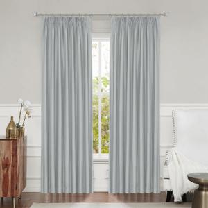 Grey Pinch Pleated Full Blackout Curtain for Bedroom Luxury Silk Pleated Noise Reducing Window Treatment Panels Thermal Insulated Drapes with 9 Hooks (Ring not Include), Weathered Gray, 40"x84"x2