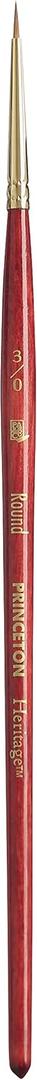Princeton Heritage, Series 4050, Synthetic Sable Paint Brush for Watercolor, Round, 3/0 (Scarlet)