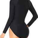 Women Long Sleeve Rash Guard One Piece Swimsuit Zipper Surfing Bathing Suit UPF 50 Black Size 2XL