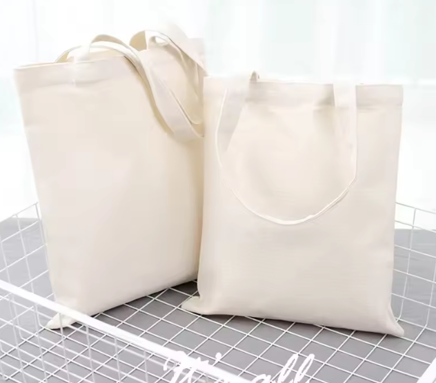 Reusable Cotton Shopping Bags Eco Foldable Shoulder Bag Large Handbag Fabric Canvas Tote Bag for Market Shopping Bags Foldable, Two Sizes 8"x 9" and 15"x15" ,White Color, Pack of 20