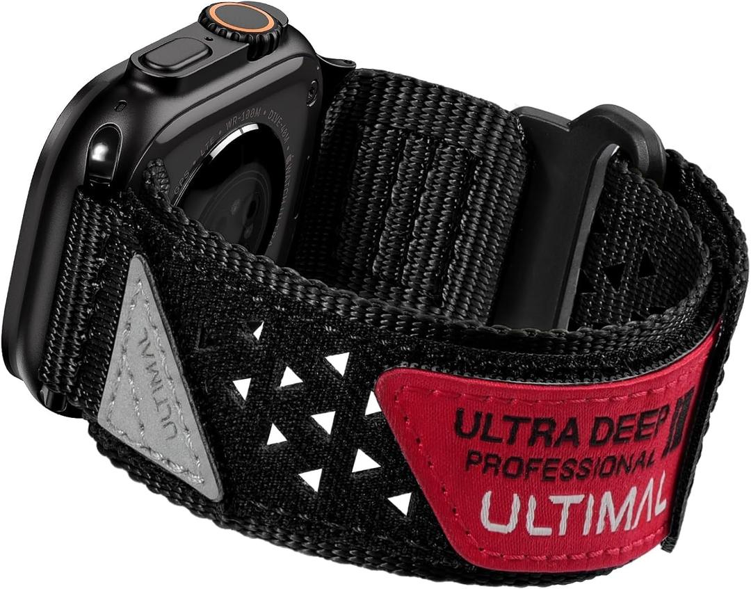 ULTIMAL Compatible witch Apple Watch Ultra 3 Band for Men 44mm/45mm/46mm/49mm L Men,Nylon watch band Woven Strap for Watch ultra 3/2/1 Series 11/10/9/8/7/6/5/4/SE/SE2 (L, Black)