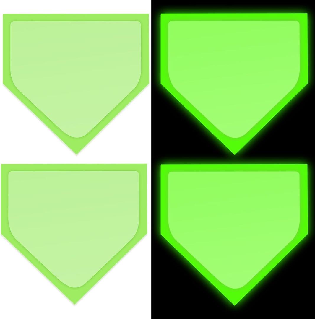 Mototo 4PCS Glow in the Dark Baseball Home Plates Backyard Rubber Bases Set | Throw Down Baseball Base Homeplate Replacement for Baseball Teeball Kickball Softball Backyard Playground Park Practice Adult