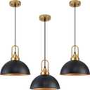 Black Pendant Lights Kitchen Island Industrial Adjustable Height Vintage Farmhouse Dome Hanging Light Fixtures for Barn, Dining Room 3 Packs
