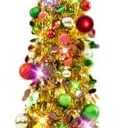 N&T NIETING Pop Up Christmas Tree with Lights & 40 Balls, 6Ft Collapsible Gold Mix Tinsel Tree Decorations for Holiday Home Office Decor, Gold
