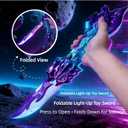 Light Up Toy Sword for Kids, Rechargeable Foldable Glow Sword with 7 Color Modes, Sound Effects, USB-C Charging, Fantasy Role Play Toy, Ages 6+