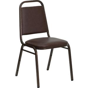 Flash Furniture HERCULES Series Trapezoidal Back Stacking Banquet Chair in Brown Vinyl - Copper Vein Frame (Set of 1)