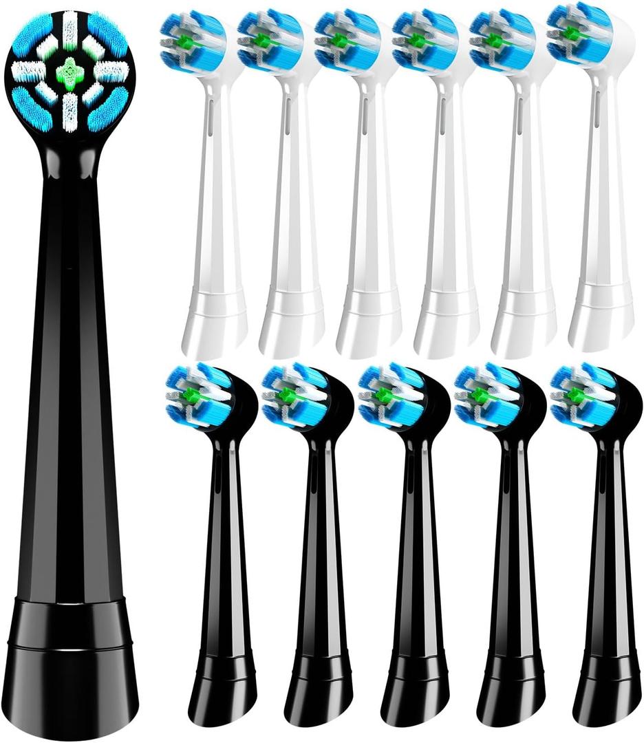 12 Pcs iO Replacement Heads Compatible with Oral B iO 2 3 4 5 6 7 8 9 10 Deep Clean Series Electric Toothbrush, Toothbrush Heads Compatible with Oral B iO with Medium Bristles Care Teeth (Black/White)