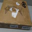 HLDIRECT C Shaped End Table with Charging Station, Couch Side Table with Storage Bag, Foldable TV Tray with 2 USB Ports and Outlets for Living Room, Bedroom, White