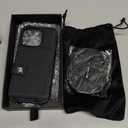 LUCKYCOIN for iPhone 16 Pro Crossbody Wallet Phone Case,Compatible with MagSafe,Genuine Leather Magnetic Phone Case with Card Holder and Adjustable Strap,with RFID Blocking Black