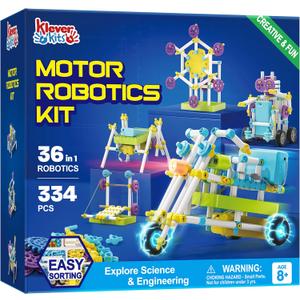 Klever Kits 36-in-1 Motor Robotic Kits, Make Your Own Kids Craft Kits Educational STEM Toys for Ages 8-13 Boys and Girls, Science Gifts for 8 Years Old