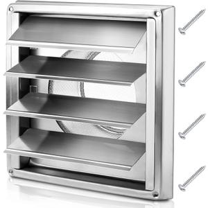 Cenipar 6''Metal Dryer Vent Cover 304 Stainless Steel Outside Vent Cover with Moving Lamellae(6-inch) Dryer Vent Cover for Easy Installation
