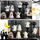Wesiti 6 Pcs Ceramic Ghost Light up Halloween Decorations Indoor Small White Ghost Figurines Gothic Home Decor Spooky Statue Gift for Desk Tabletop Centerpieces Party Props