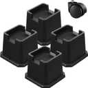 4 Pack Bed Risers 3 Inch Heavy Duty Bed Elevators Lifts Fits to Wheels of Furniture, Sofa, Table and Couch, Black